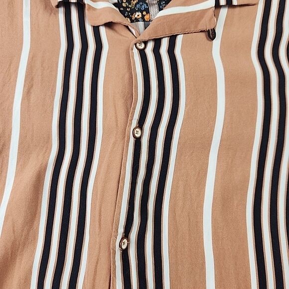 Denim & Flower Rickey Singh Large Shirt Mens Retro Stripe Short Sleeve Button - Picture 6 of 8